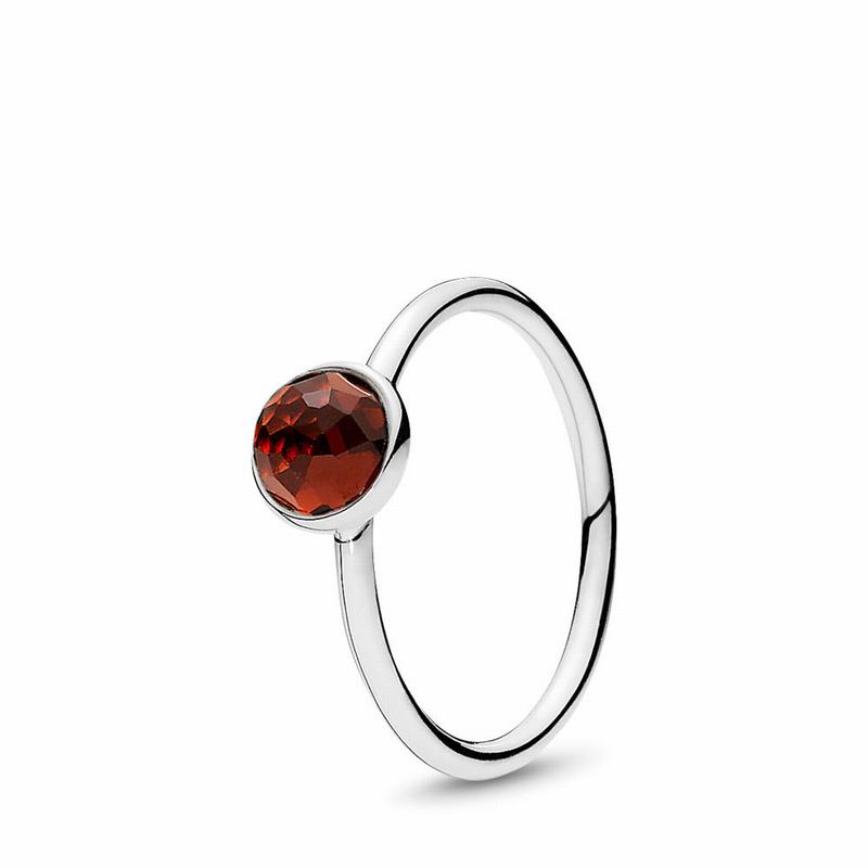 Pandora January Droplet Ring Ireland - Sterling Silver/Red/Garnet - 527314USW